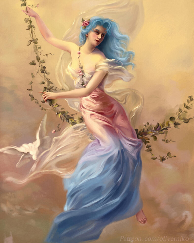 Marianne from Fire Emblem Three Houses, depicted as 'The Swing' by Edouard Bisson.